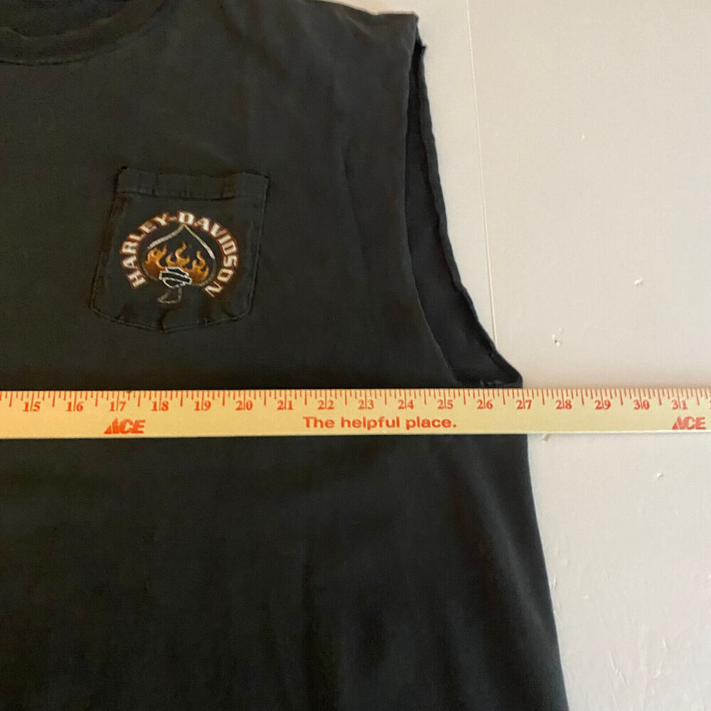 Vtg Harley Davidson T-Shirt Sz 3X Gallipolis Ohio Two-Sided Cut-Off Sleeve - Picture 12 of 13